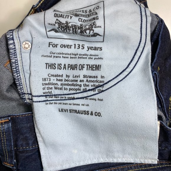 Levis Men Jean Shorts 504 Straight Dark Wash Paisley Pockets Denim Blue Sz 32x13 - Picture 7 of 15